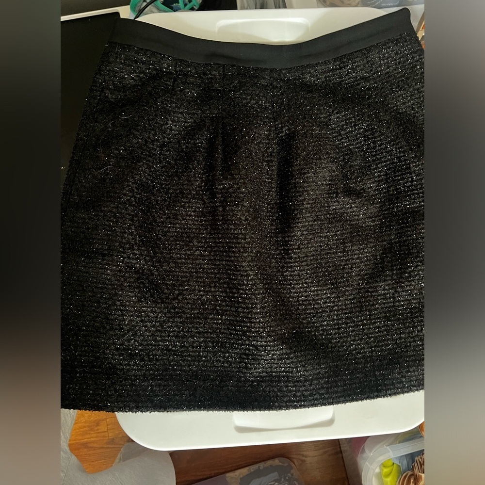 LOFT Textured Black Mini Skirt